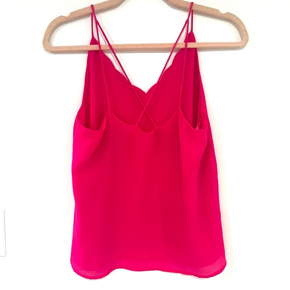 Norah Women’s Sz S Hot Pink Scallop V Neck Spaghetti Strap Tank Top - Picture 2 of 6